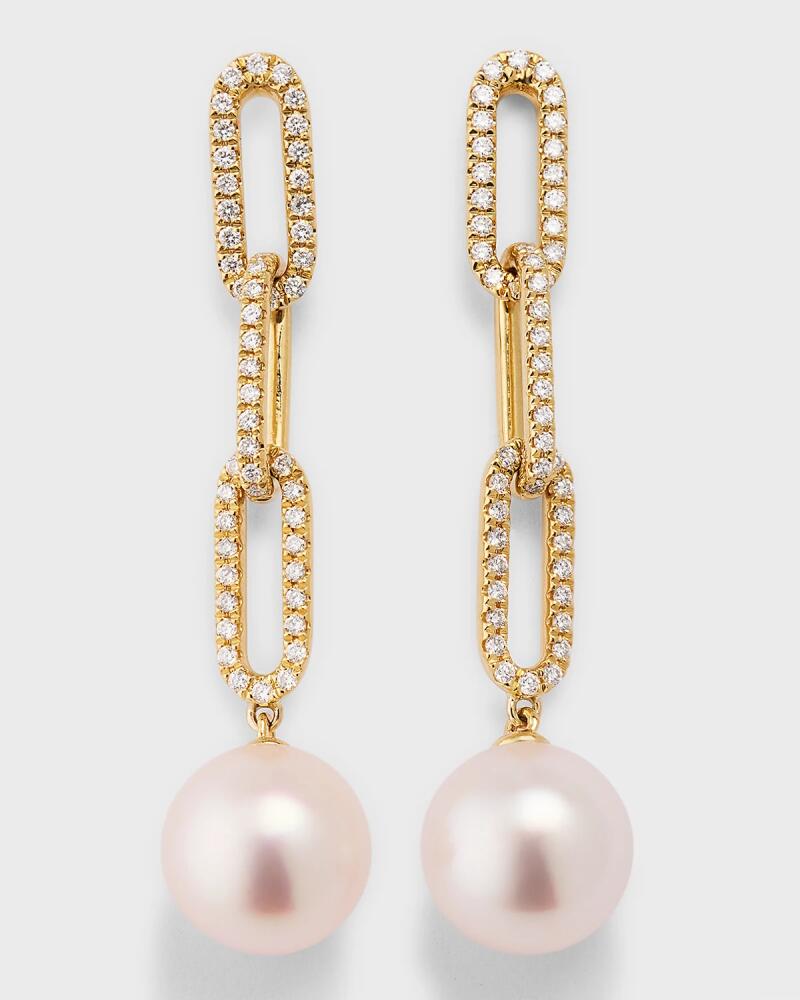 Pearls By Shari 9mm South Sea Pearl and 18K Gold Earrings with Diamonds Cover