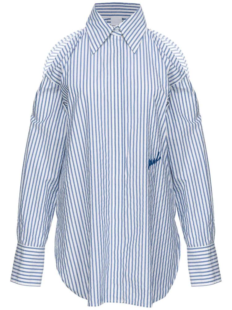 PINKO logo-embroidered striped shirt - Blue Cover