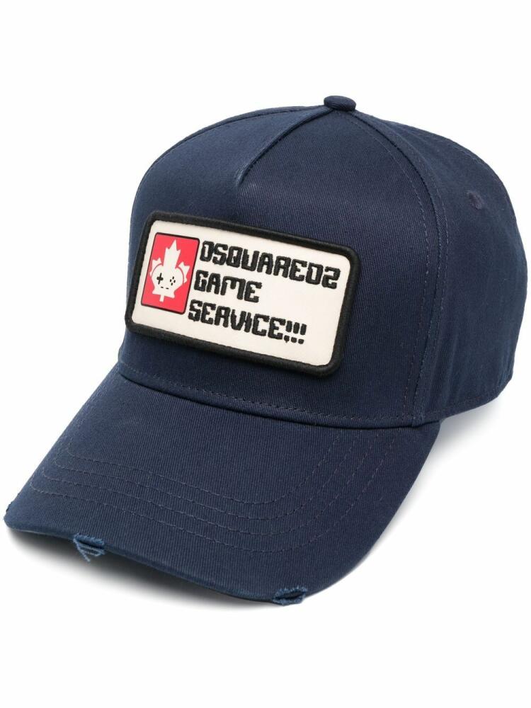 DSQUARED2 slogan-patch distressed cap - Blue Cover