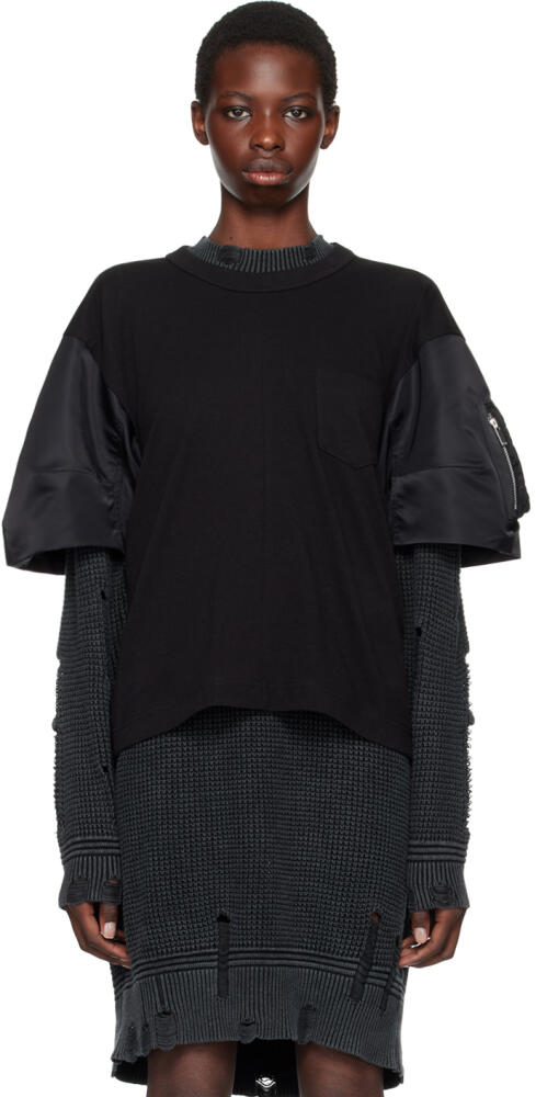 sacai Black Paneled T-Shirt Cover