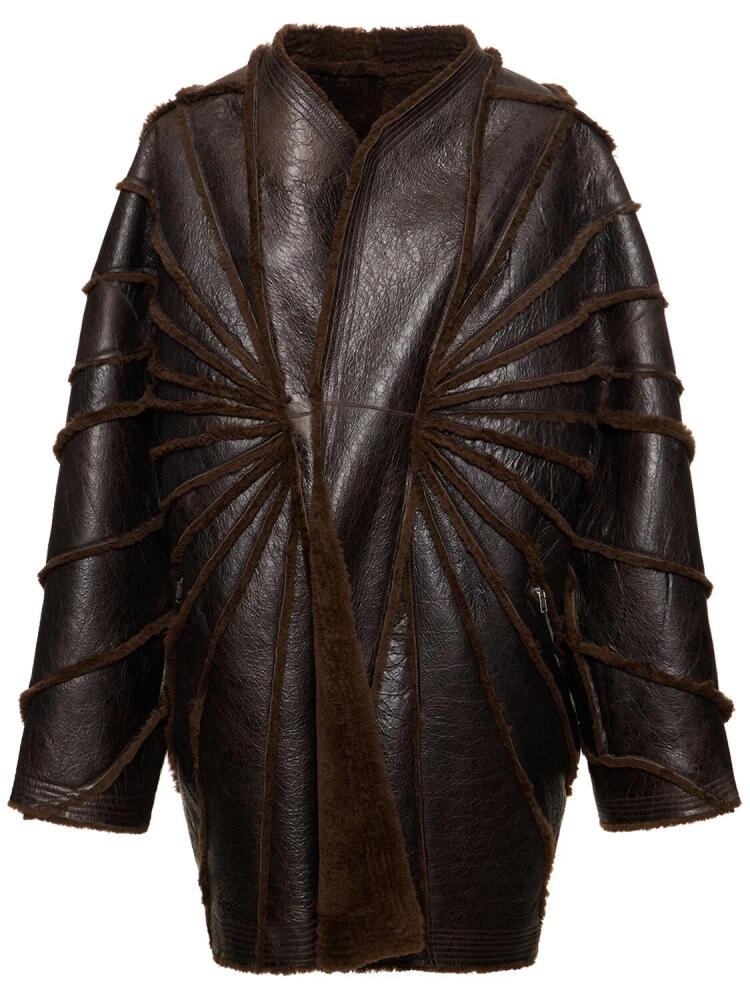 RICK OWENS Reversible Shearling & Leather Overcoat Cover