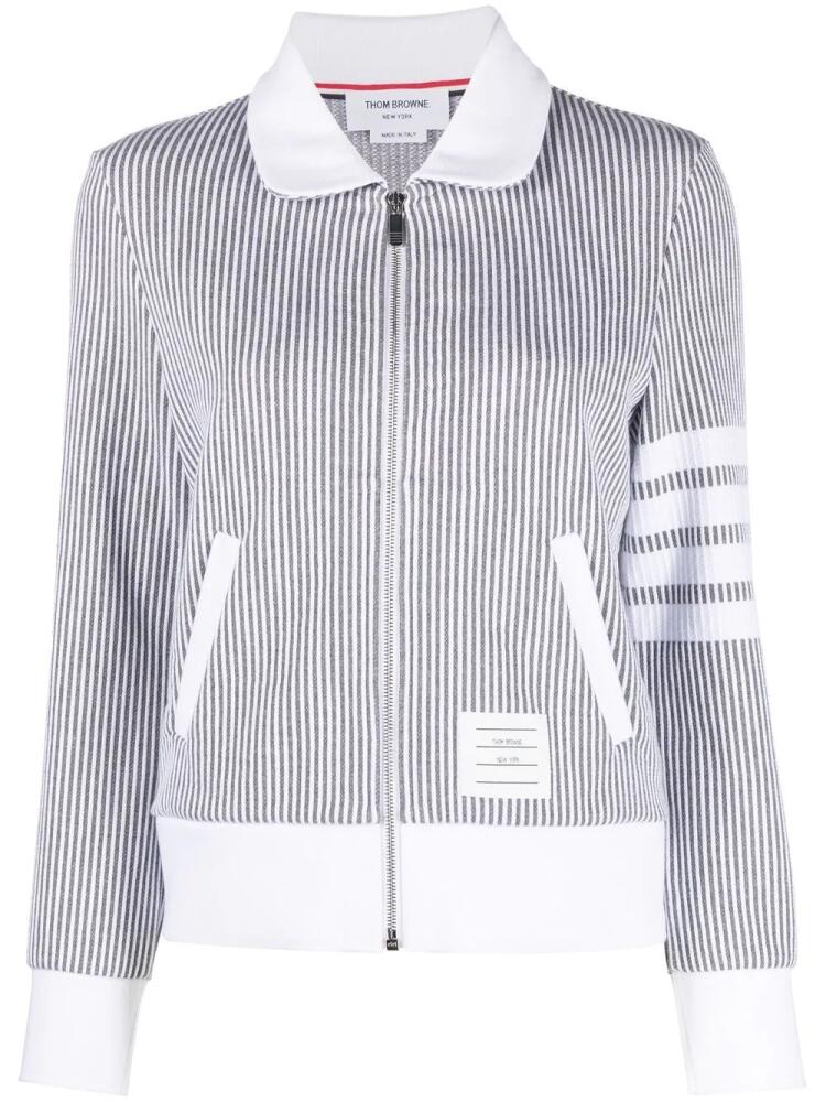 Thom Browne zip-fastening seersucker jacket - Grey Cover