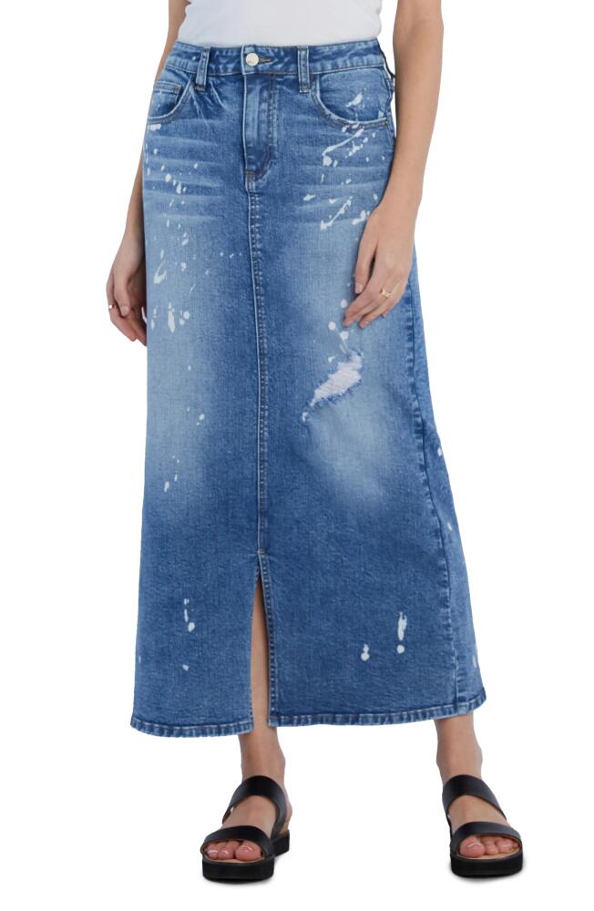 Wash Lab Denim Beloved Distressed Denim Maxi Skirt in Beloved Blue Cover