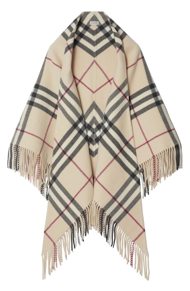 burberry Bandana Check Fringe Wool Cape in Stone Cover