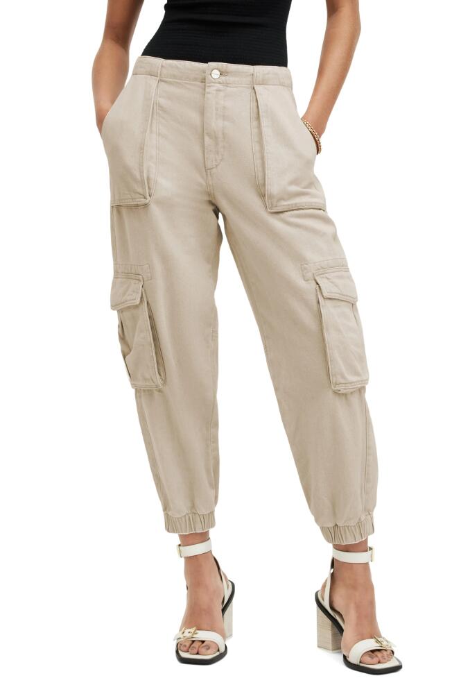 AllSaints Frieda Twill Cargo Joggers in Natural White Cover