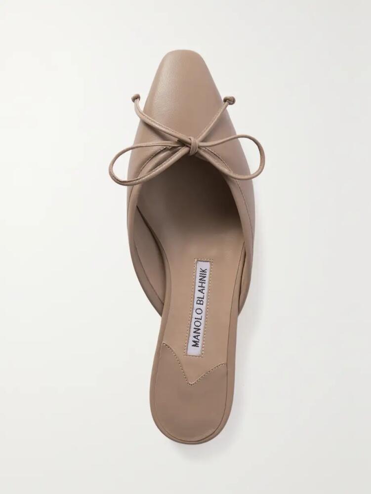 Manolo Blahnik - Ballerimu Leather Point-toe Mules - Neutrals Cover