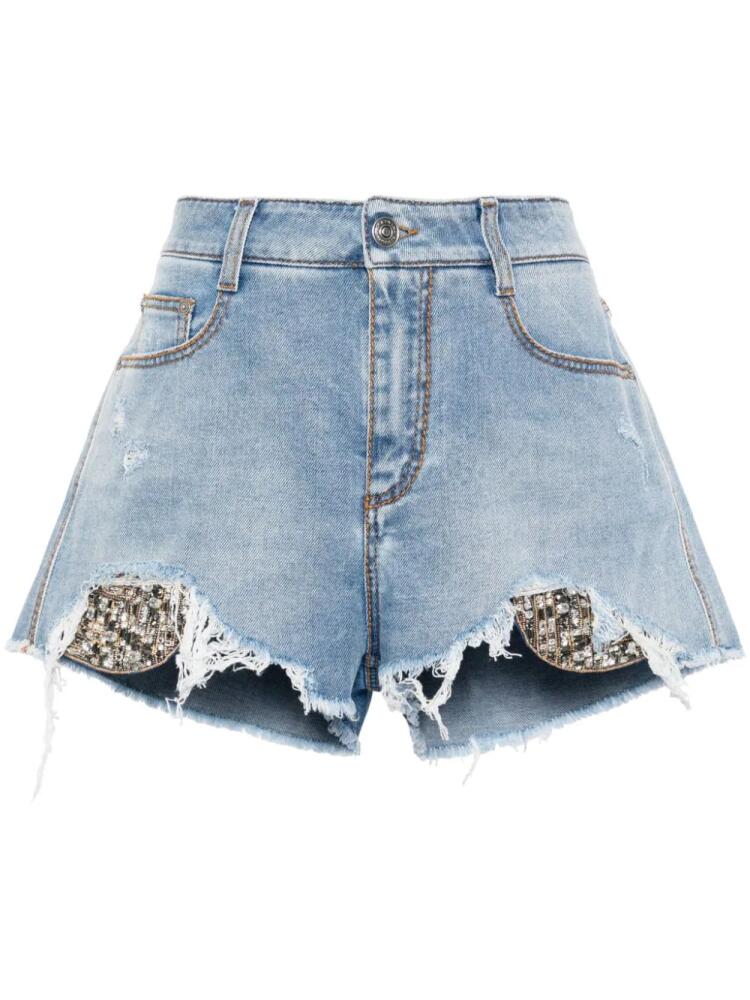 Ermanno Scervino crystal-embellished denim shorts - Blue Cover