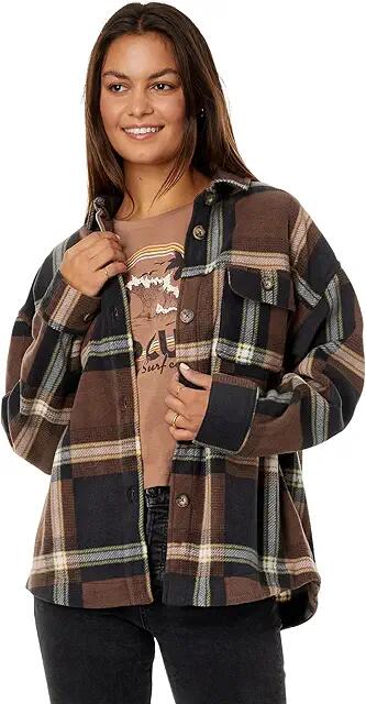 Rip Curl Sun Club Long Sleeve Flannel (Brown) Women's Clothing Cover