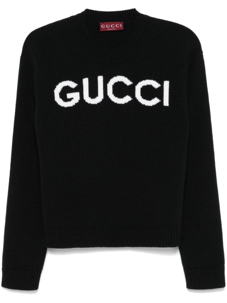 Gucci intarsia-logo wool sweater - Black Cover