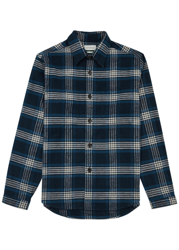 Oliver Spencer Treviscoe Checked Flannel Shirt - Navy Cover