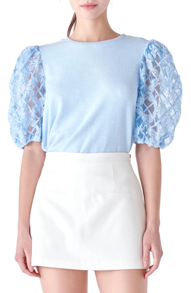 English Factory Mixed Media Blouse in Powder Blue Cover