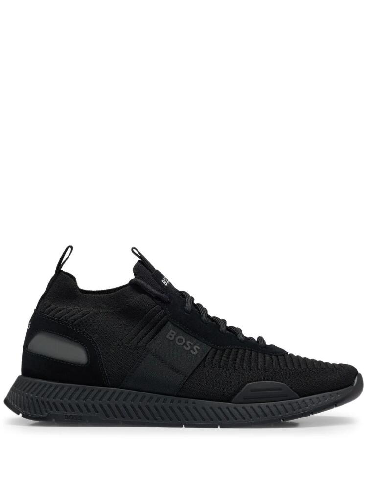 BOSS knitted-upper low-top sneakers - Black Cover