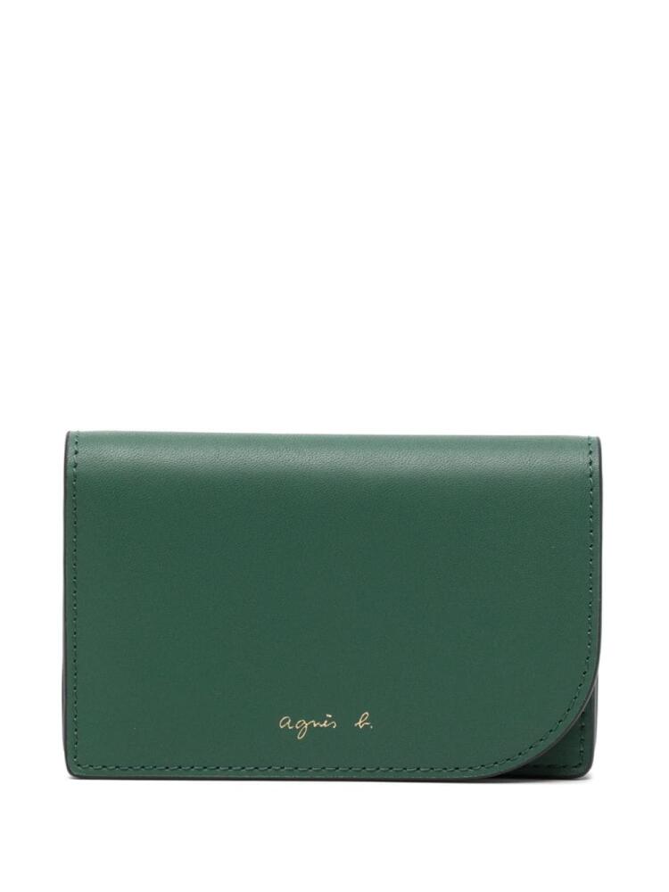 agnès b. leather card case - Green Cover