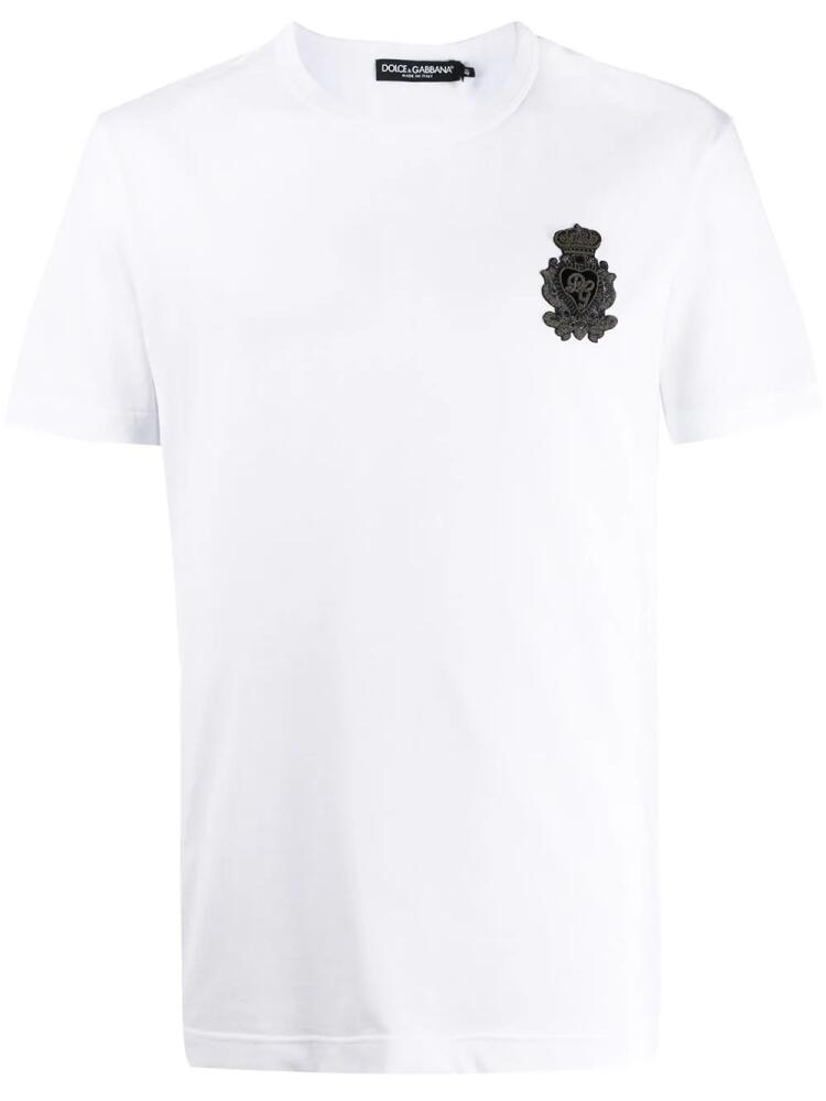 Dolce & Gabbana heraldic-patch cotton T-shirt - White Cover