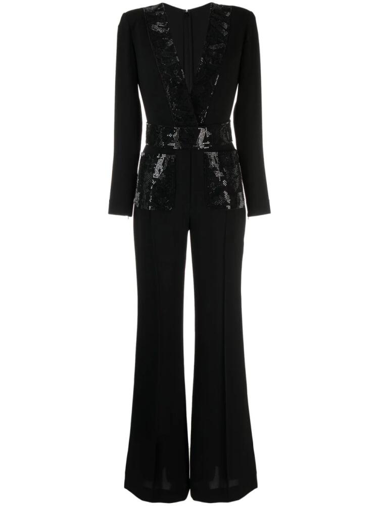 Elie Saab crystal-embellished silk jumpsuit - Black Cover