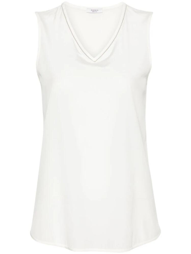 Peserico beaded-trim silk tank top - White Cover