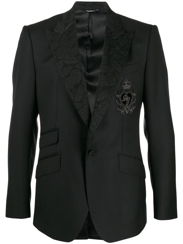 Dolce & Gabbana logo-patch tuxedo blazer - Black Cover