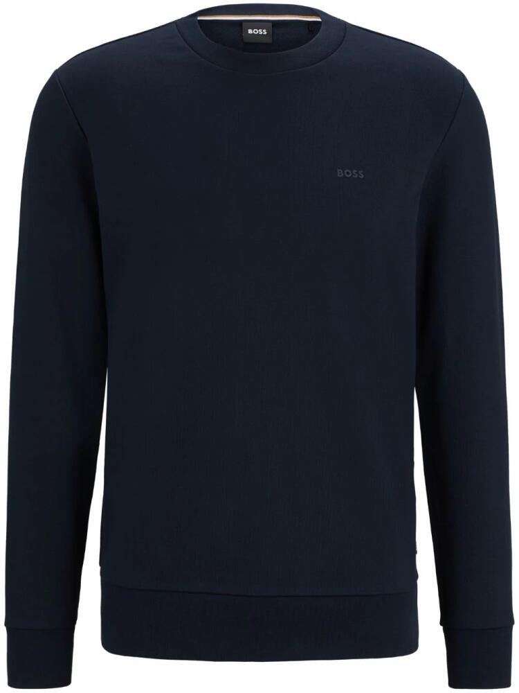 BOSS logo-appliqué cotton sweatshirt - Blue Cover