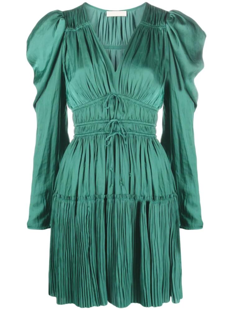 Ulla Johnson Lu plissé-effect minidress - Green Cover