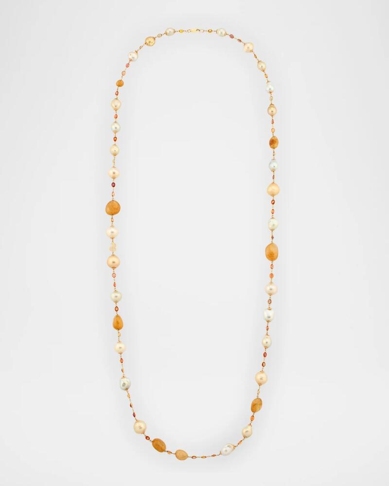 Belpearl 18K Yellow Gold South Sea Pearl and Sapphire Necklace, 42"L Cover