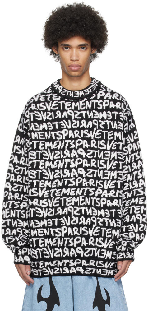 VETEMENTS Black & White Graffiti Monogram Sweater Cover