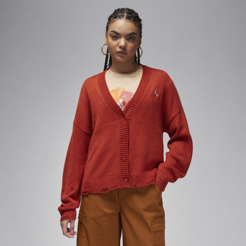 Women's Jordan Distressed Cardigan in Red Cover