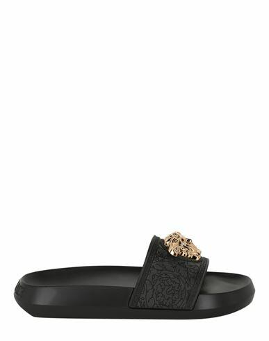 Versace Medusa Pool Slide Woman Sandals Black Rubber Cover