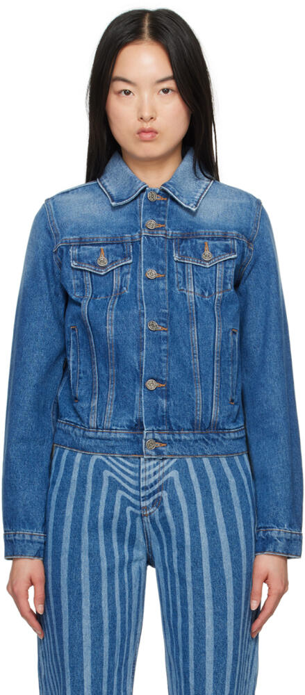 Jean Paul Gaultier Blue Printed Denim Jacket Cover