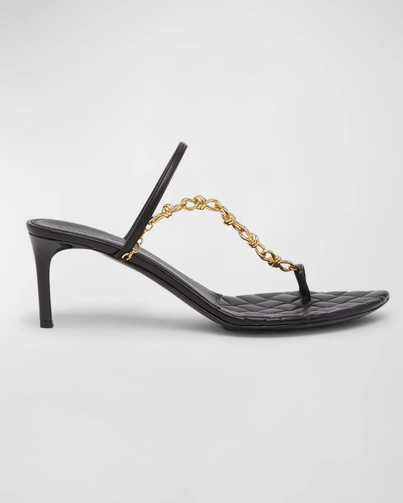 Bottega Veneta Leather Chain Toe-Ring Slide Sandals Cover