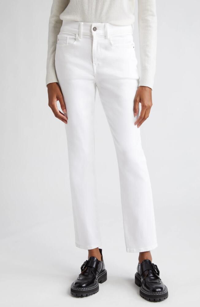 Lafayette 148 New York Reeve High Waist Straight Leg Ankle Jeans in Washed Plaster Cover