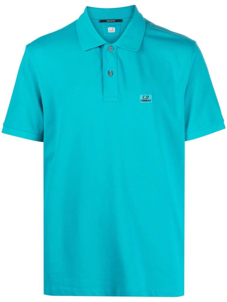 C.P. Company embroidered-logo detail polo shirt - Blue Cover