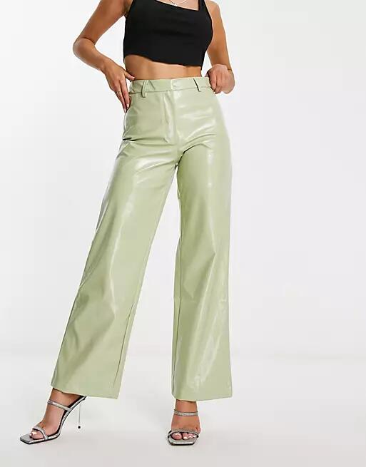 NA-KD x Mimi A.R straight fit pants in light green Cover