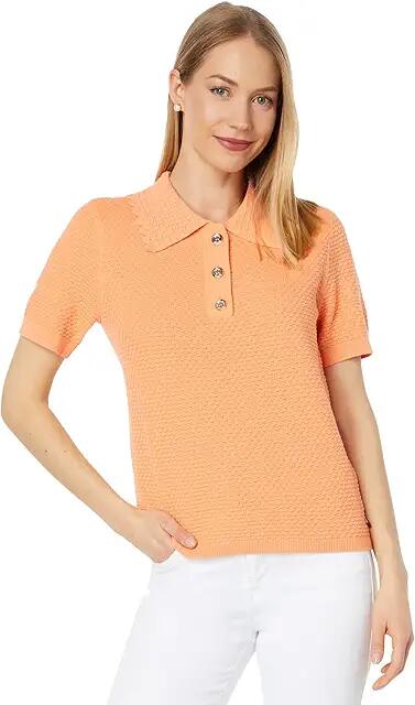 Tommy Hilfiger Scallop Edge Polo (Coral Reef) Women's Clothing Cover