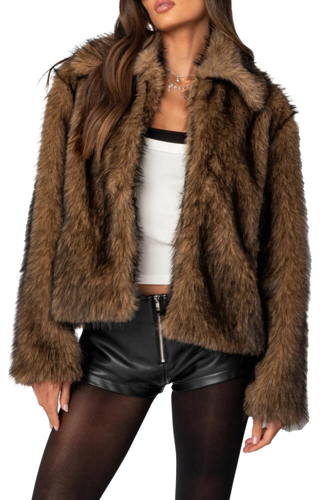 EDIKTED Faux Fur Jacket in Brown Cover