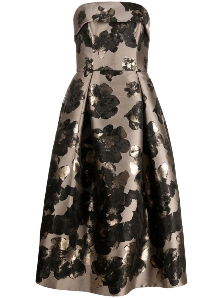 Amsale floral sleeveless midi dress - Brown Cover