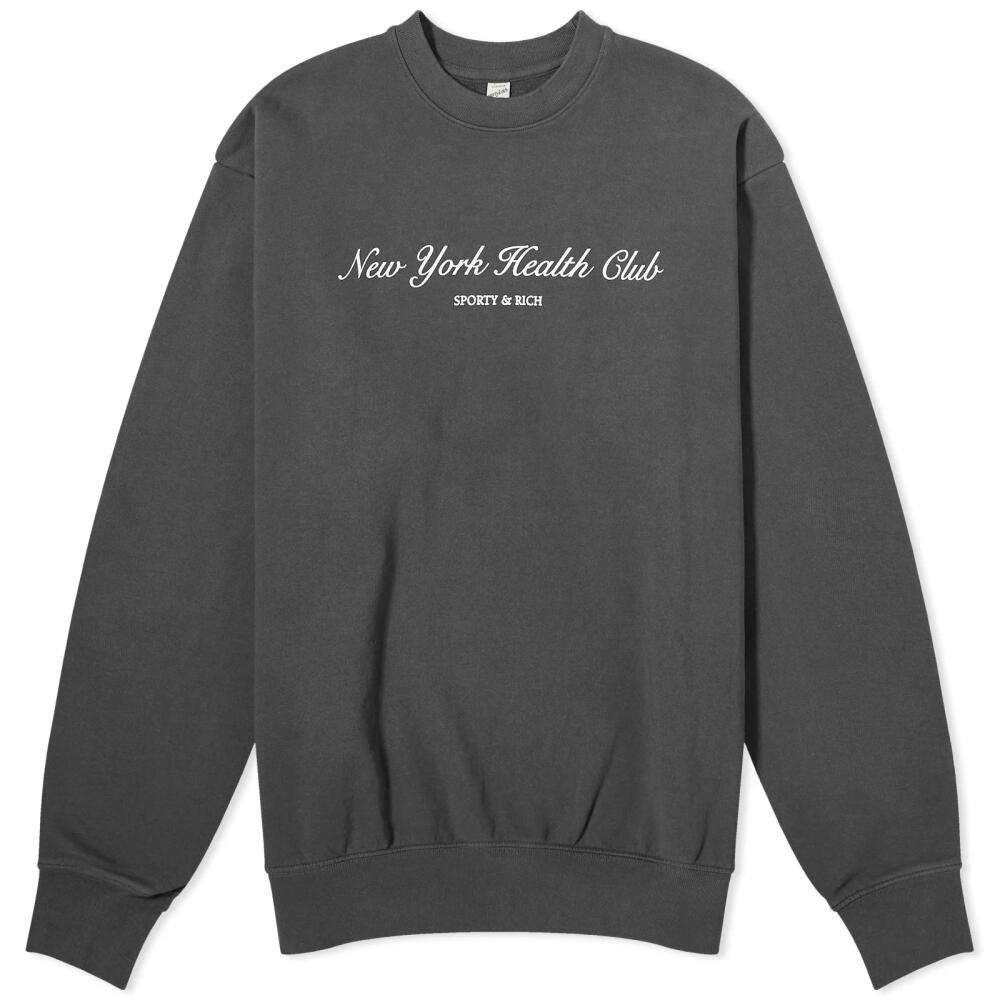 Sporty & Rich Men's NY Health Club Crew Sweat in Faded Black/White Cover