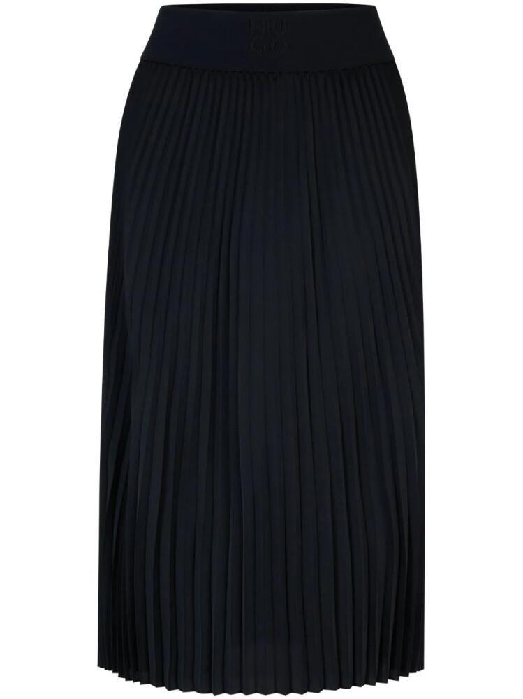 HUGO logo-waisted plissé midi skirt - Black Cover