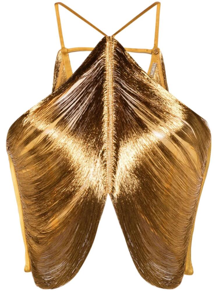 Cult Gaia Quella draped metallic crop top - Gold Cover