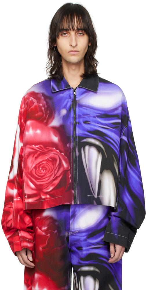 Gerrit Jacob Blue & Red Printed Denim Jacket Cover