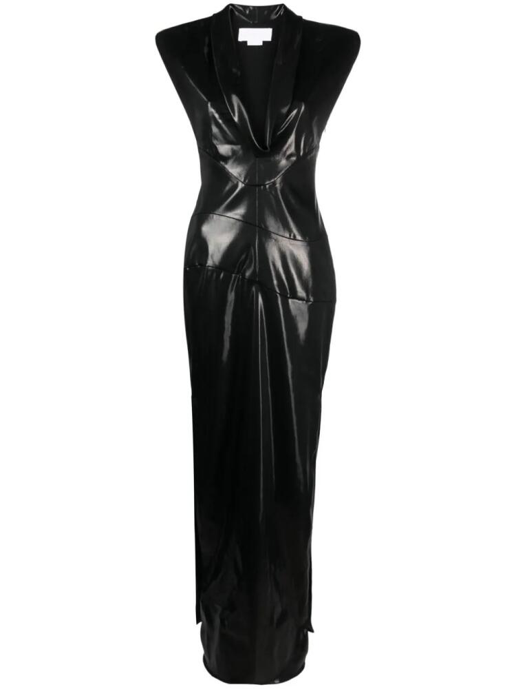 Genny plunging V-neck long dress - Black Cover