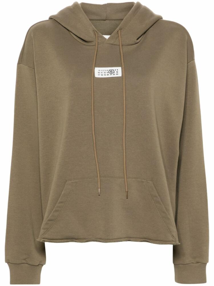 MM6 Maison Margiela numbers-patch hoodie - Green Cover