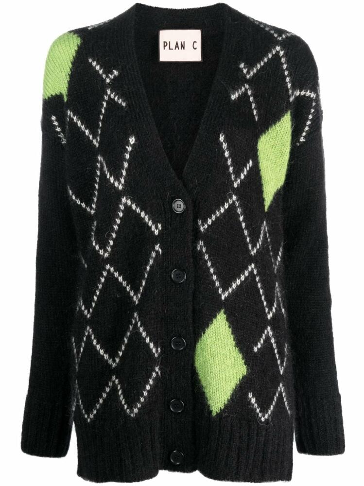 Plan C geometric-pattern knitted cardigan - Black Cover