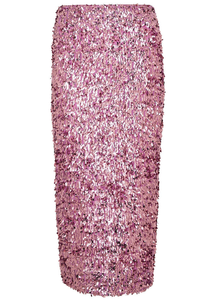 Rotate Birger Christensen Sequin-embellished Tulle Midi Skirt - Pink Cover