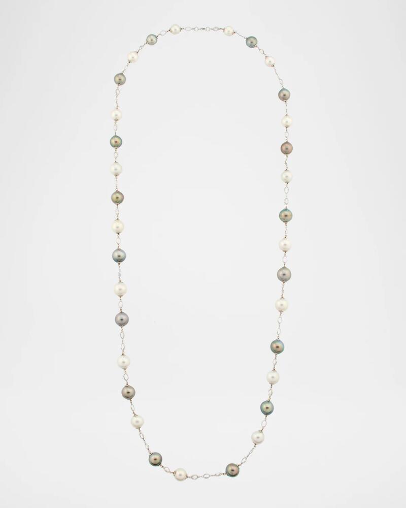 Belpearl 18K White Gold South Sea and Tahitian Pearl Necklace with Sapphires, 42"L Cover