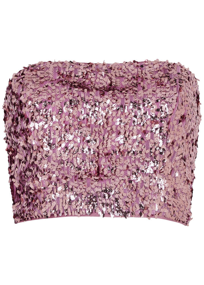 Rotate Birger Christensen Sequin-embellished Strapless Cropped top - Pink Cover