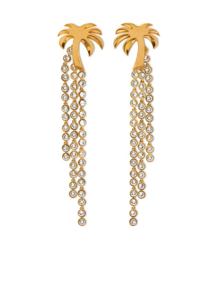 Palm Angels Palm crystal-embellished drop earrings - Gold Cover