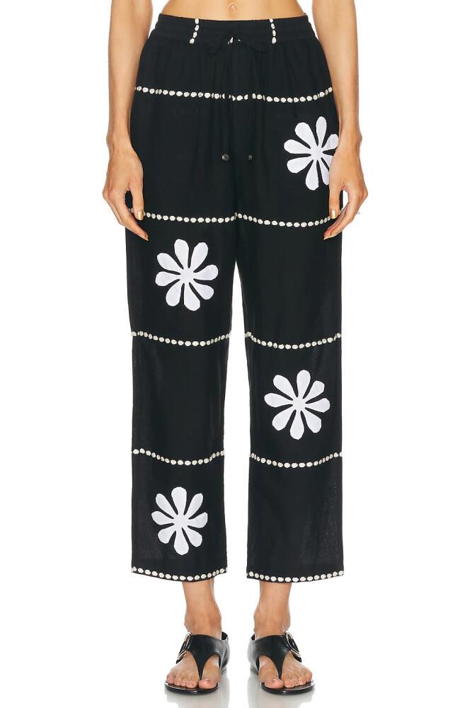 HARAGO Daisy Applique Pants in Black Cover