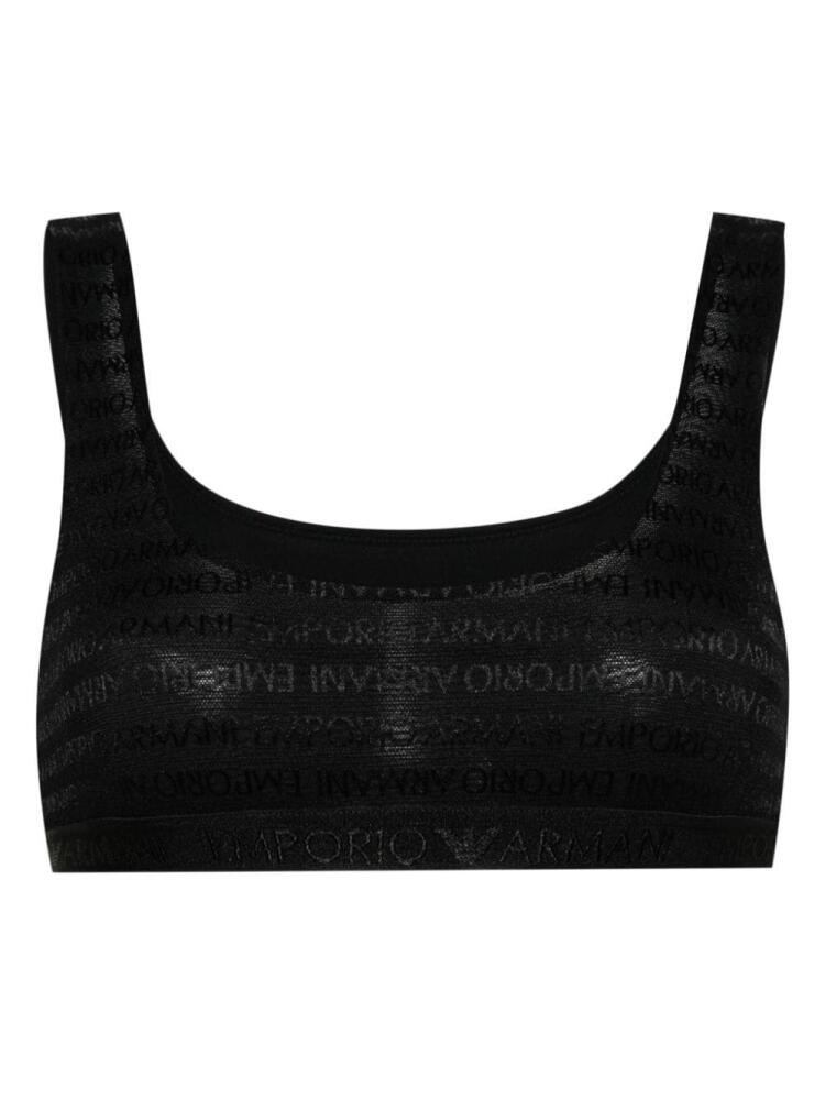 Emporio Armani logo-jacquard mesh bra - Black Cover