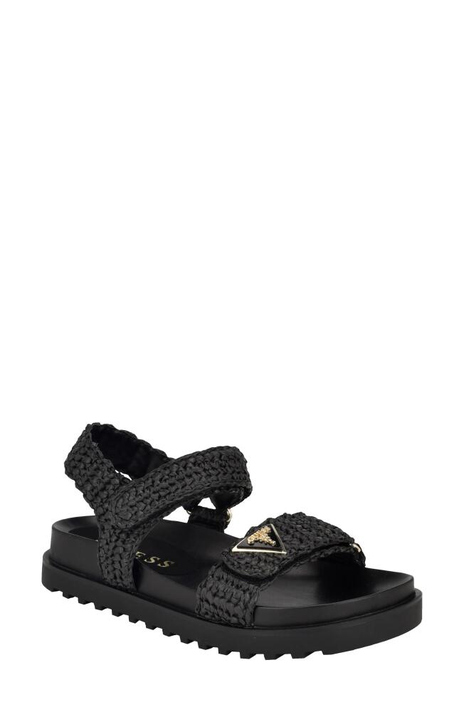 GUESS Fabrica Raffia Sandal in Black Cover