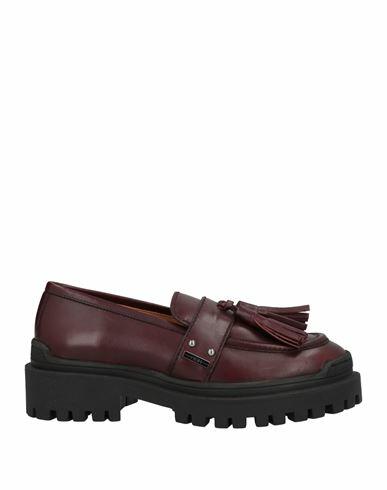 High Woman Loafers Burgundy Leather Cover